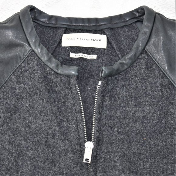 Isabel Marant Etoile Cypress Varsity Jacket Wool Leather Bomber Coat 36 M 6 - Picture 4 of 15